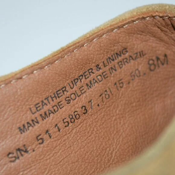 Tory Burch Tan Suede Leather Open Peep Toe Wood Wedge Slingback Heels Sandals 8 - Picture 14 of 14